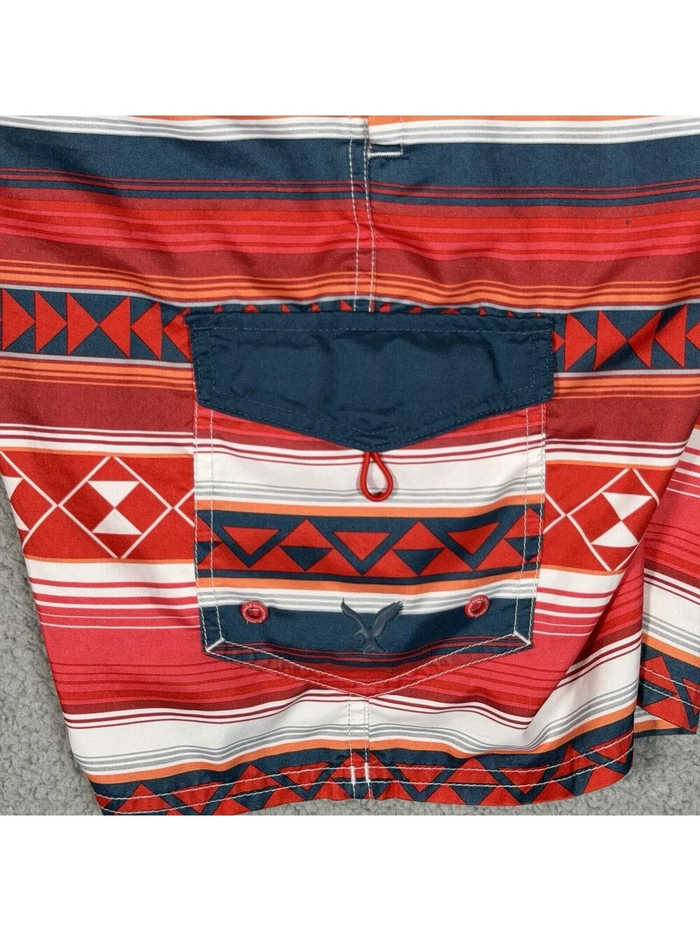 American Eagle Board Shorts Mens Large Red Swim Trunks Southwestern Colorful